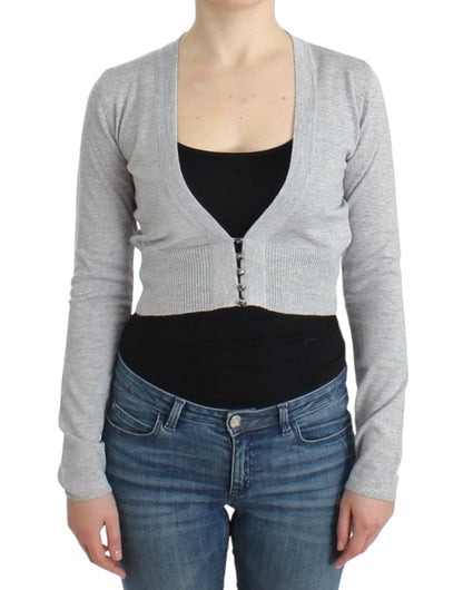 Cropped vest van scheerwol in chique grijs