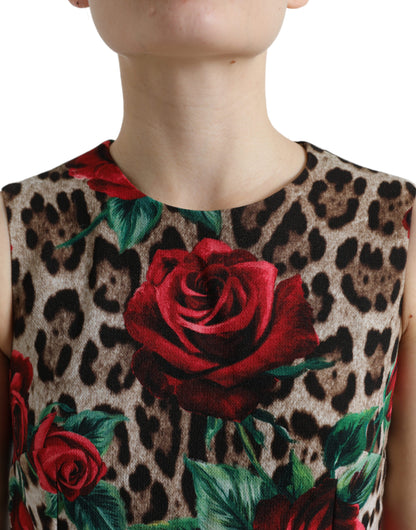 Vestido elegante con estampado floral de leopardo