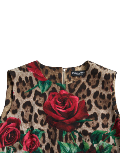 Vestido elegante con estampado floral de leopardo