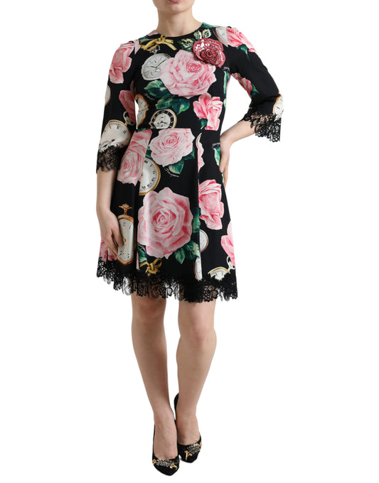 Enchanting Floral A-Line Dress with Sequined Detail