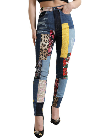 Levendige skinny jeans met patchwork