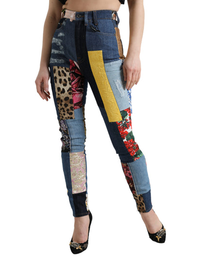 Levendige skinny jeans met patchwork