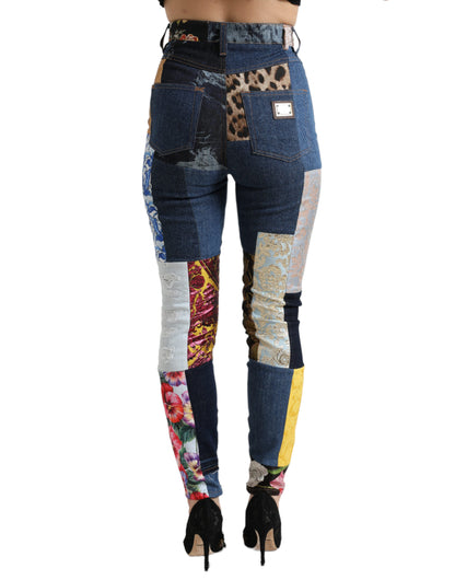 Levendige skinny jeans met patchwork