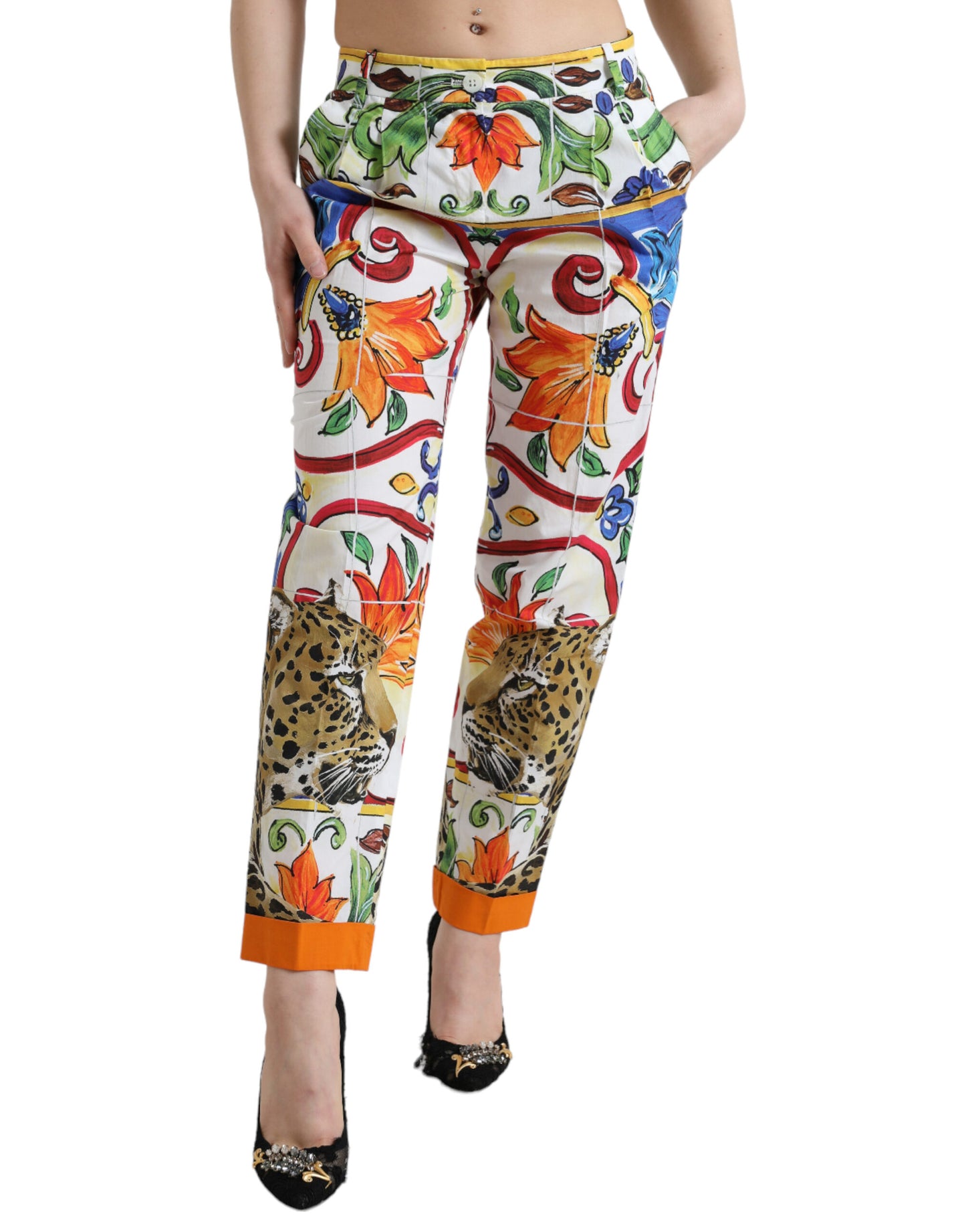 Majolica Print Tapered Cotton Pants