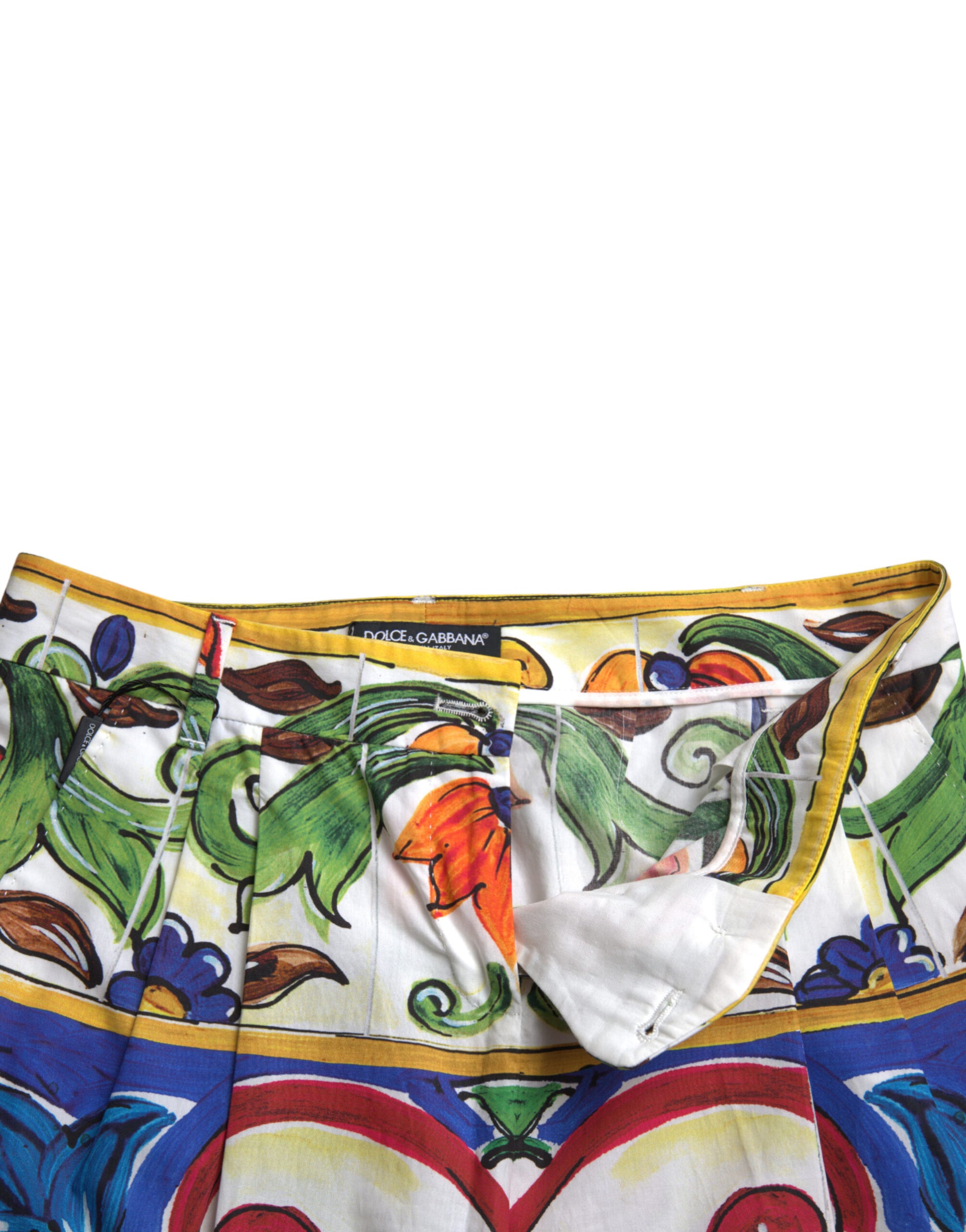 Majolica print taps toelopende katoenen broek