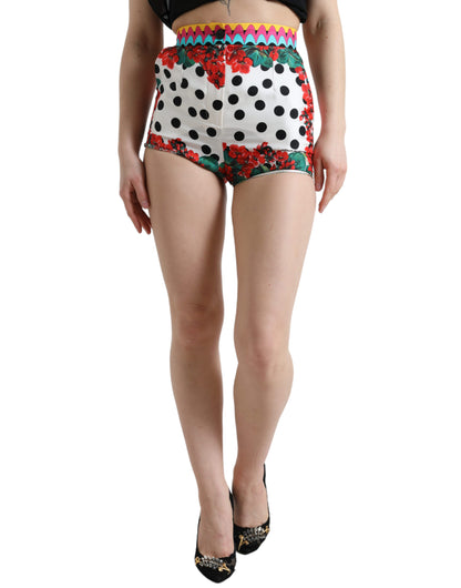 Hotpants-short met veelkleurige bloemenpolkadot