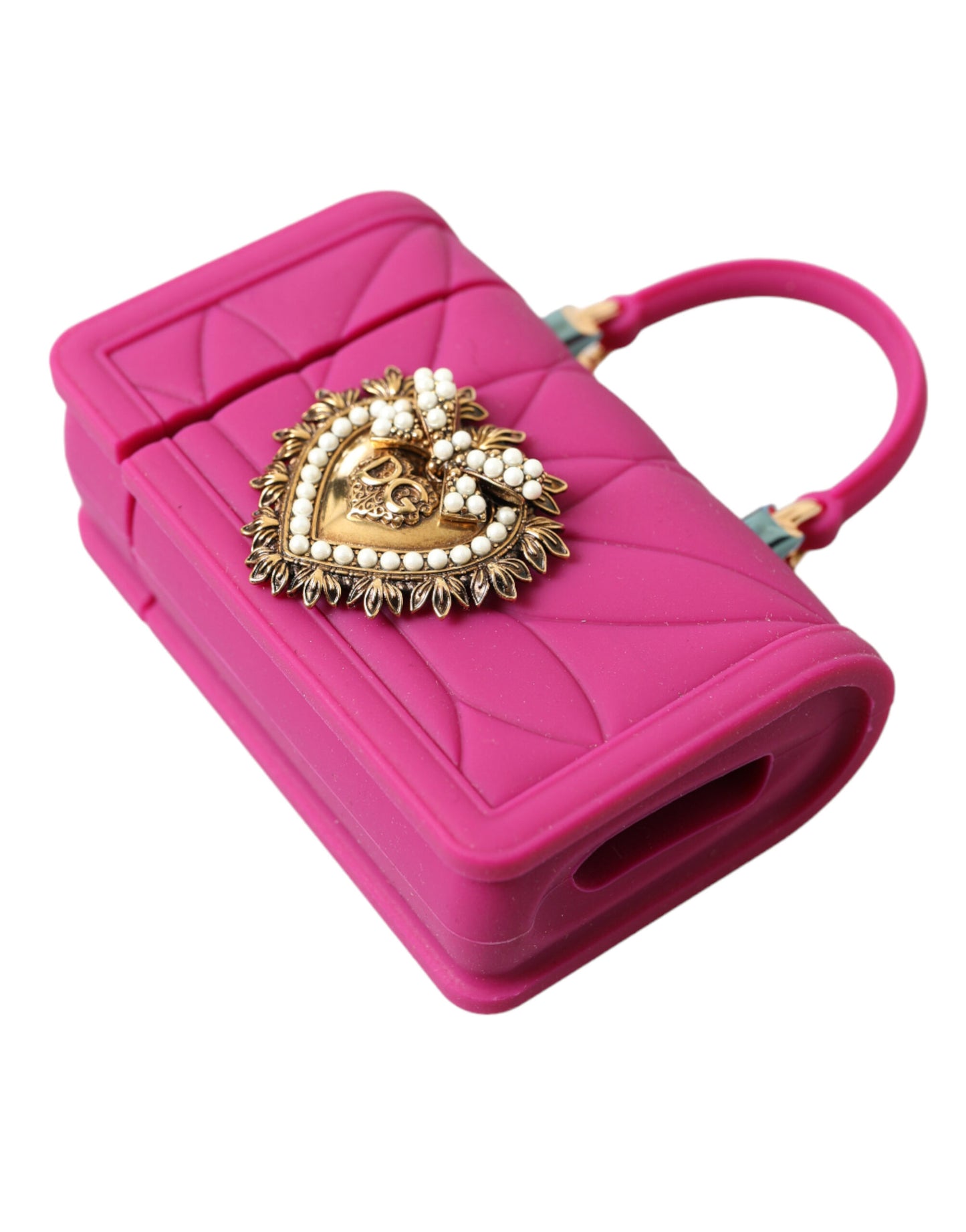 Funda Chic Acolchada De Silicona Para Airpods - Rosa Y Dorado