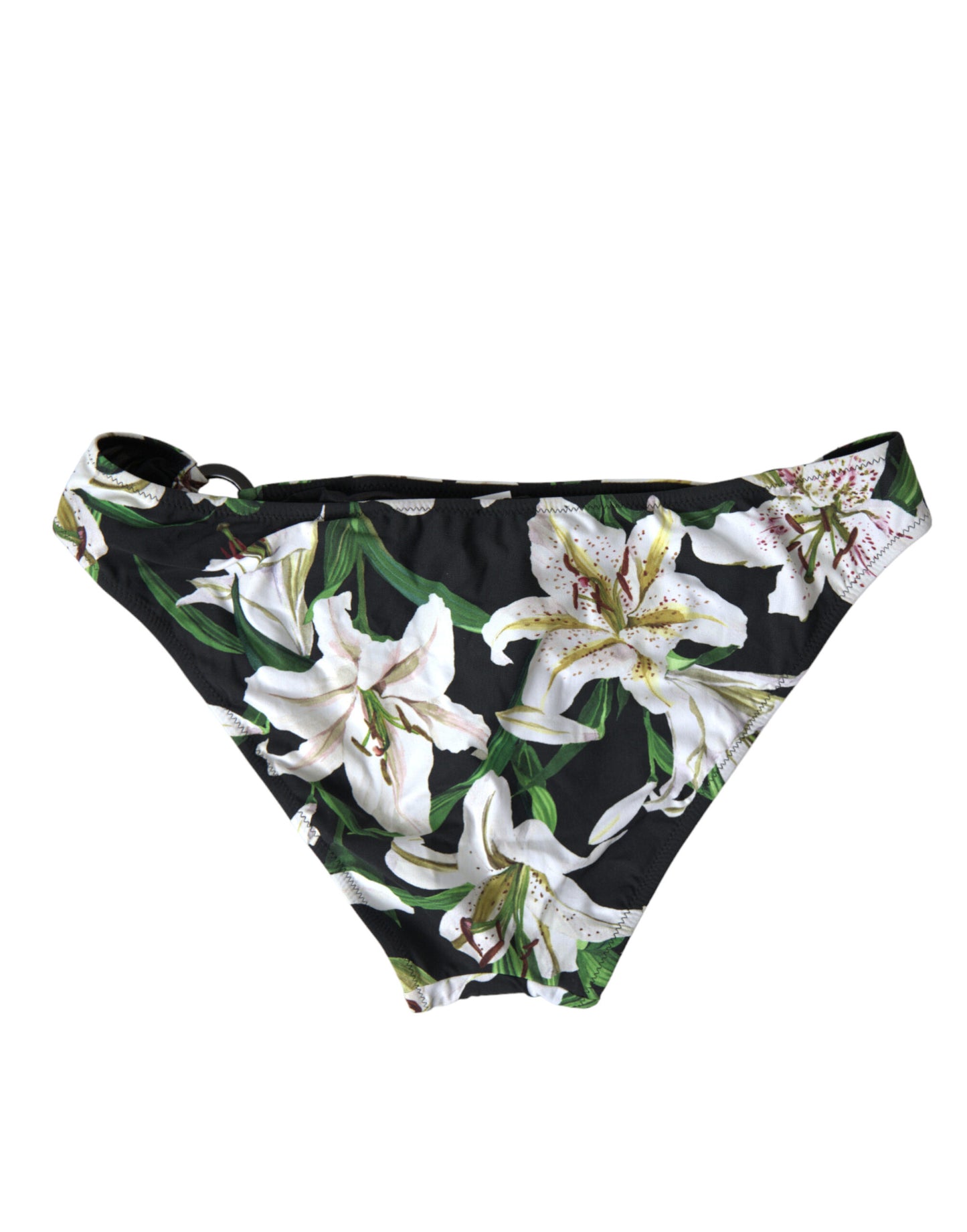 Zwarte zwemkleding met lelieprint en strandkledingbikini