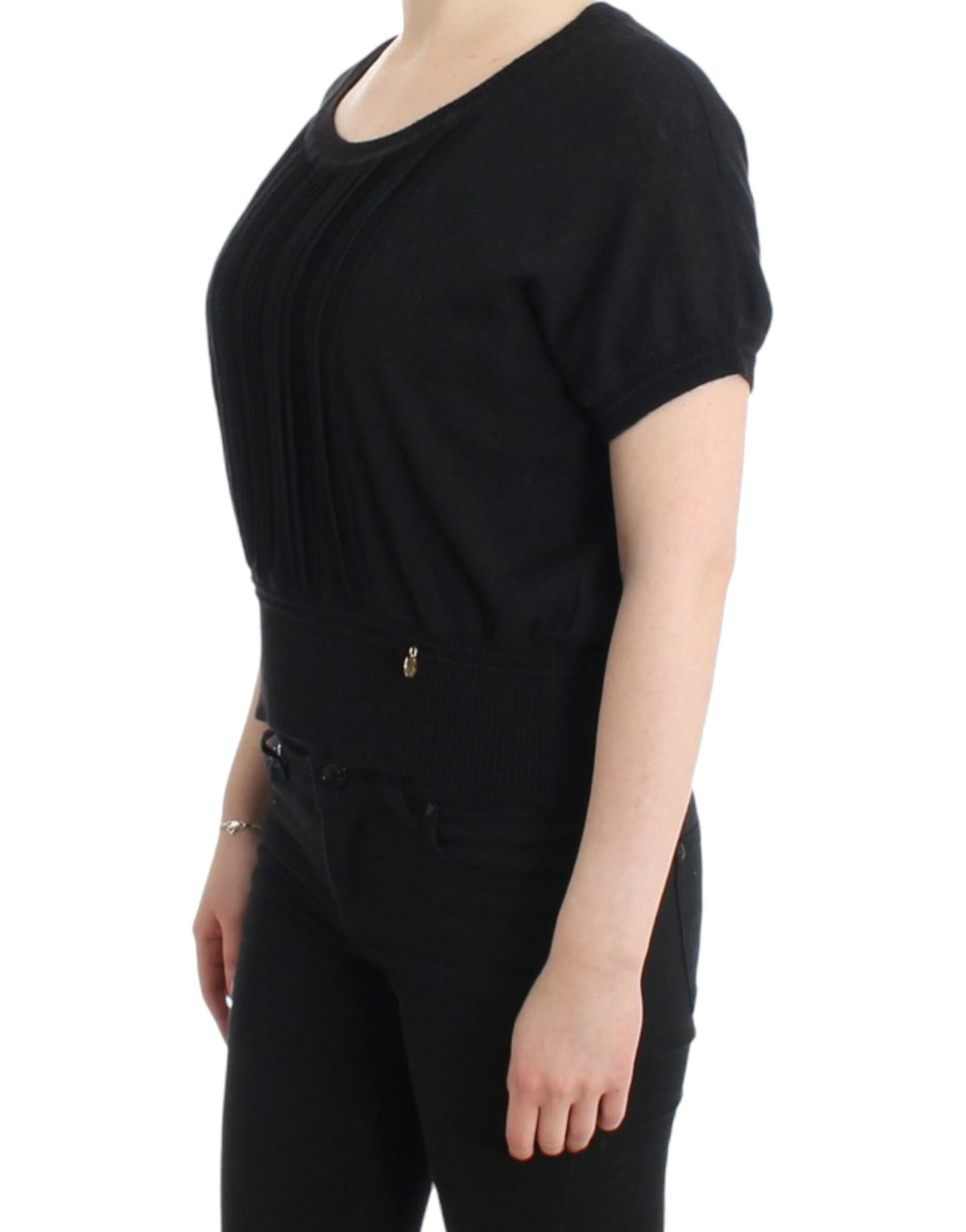 Elegant Short Sleeved Black Jumper