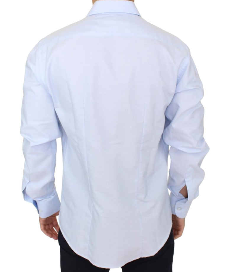 Camisa Elegante De Algodón Italiano Azul Claro