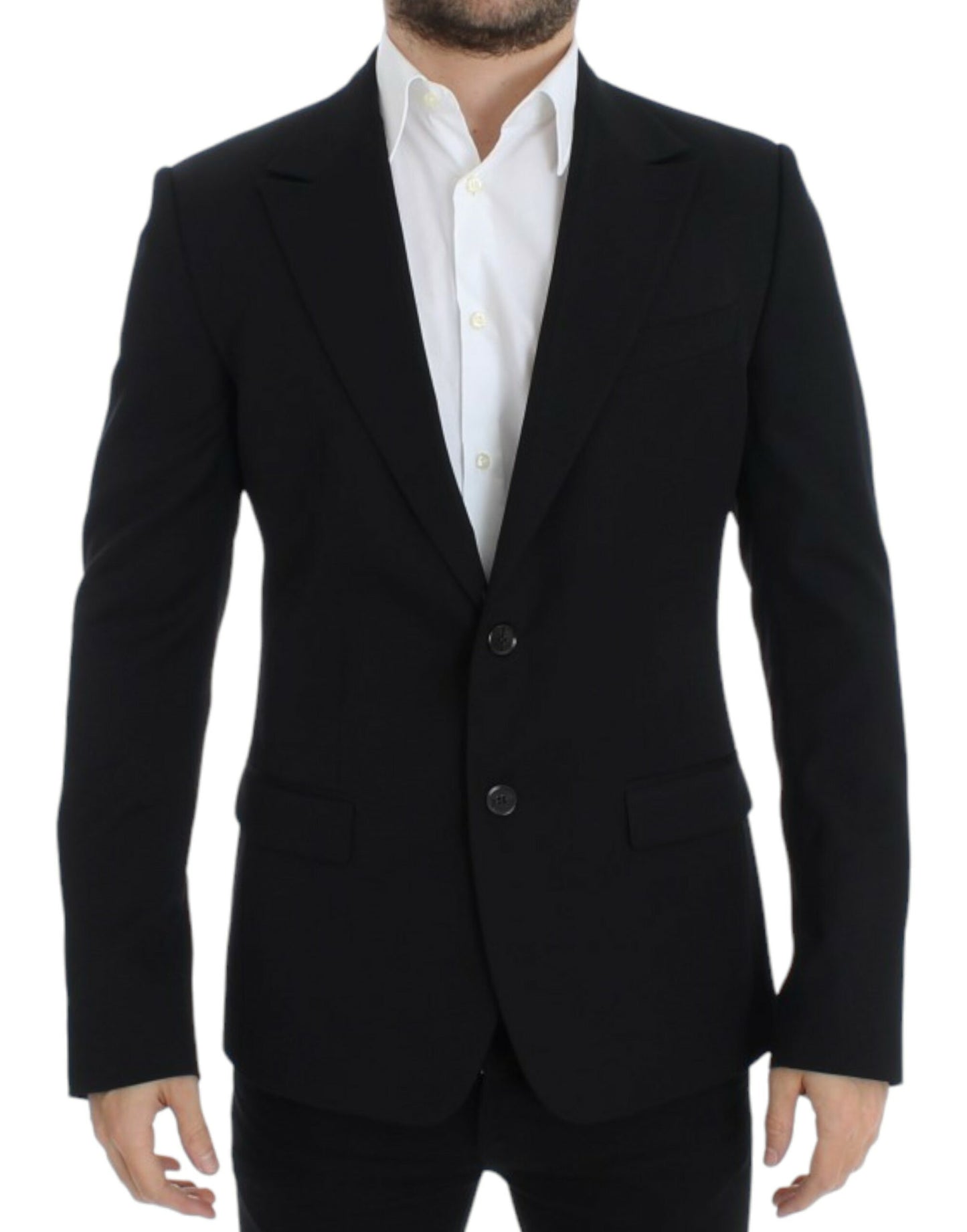 Zwarte wollen slim-fit blazer