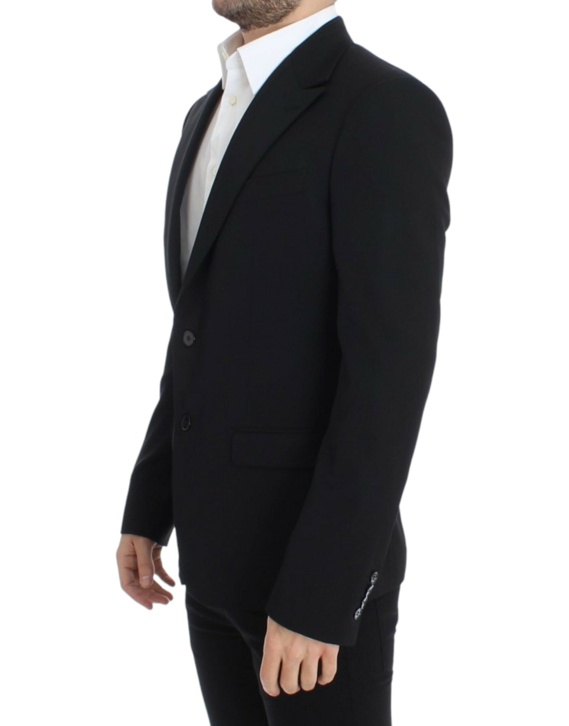 Zwarte wollen slim-fit blazer