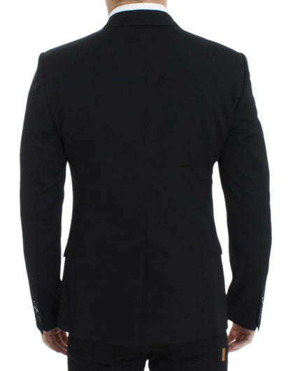 Zwarte wollen slim-fit blazer