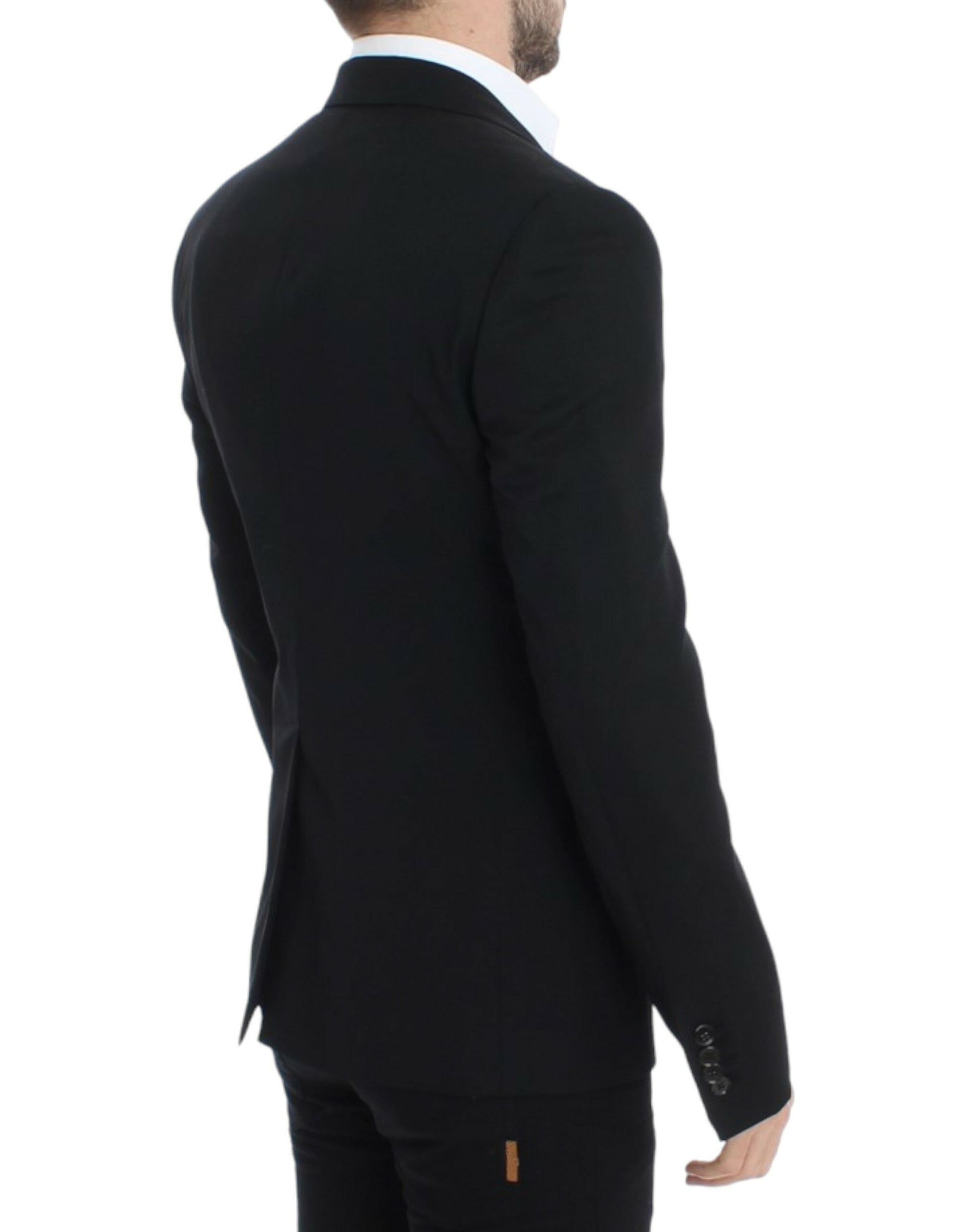 Zwarte wollen slim-fit blazer