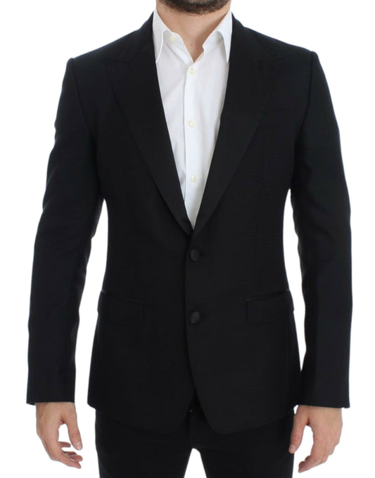 Elegante blazer Sicilia de mezcla de seda negra