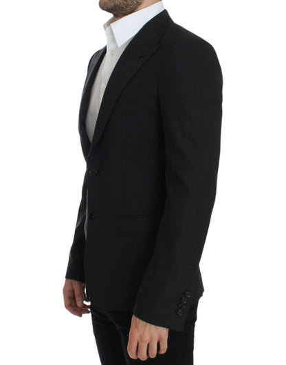 Elegante blazer de corte slim de lana gris