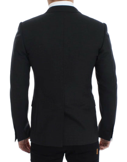 Elegante blazer de corte slim de lana gris