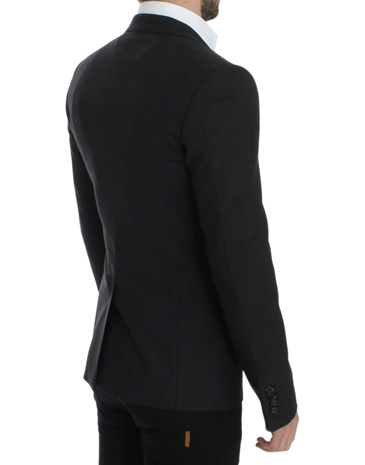 Elegante blazer de corte slim de lana gris