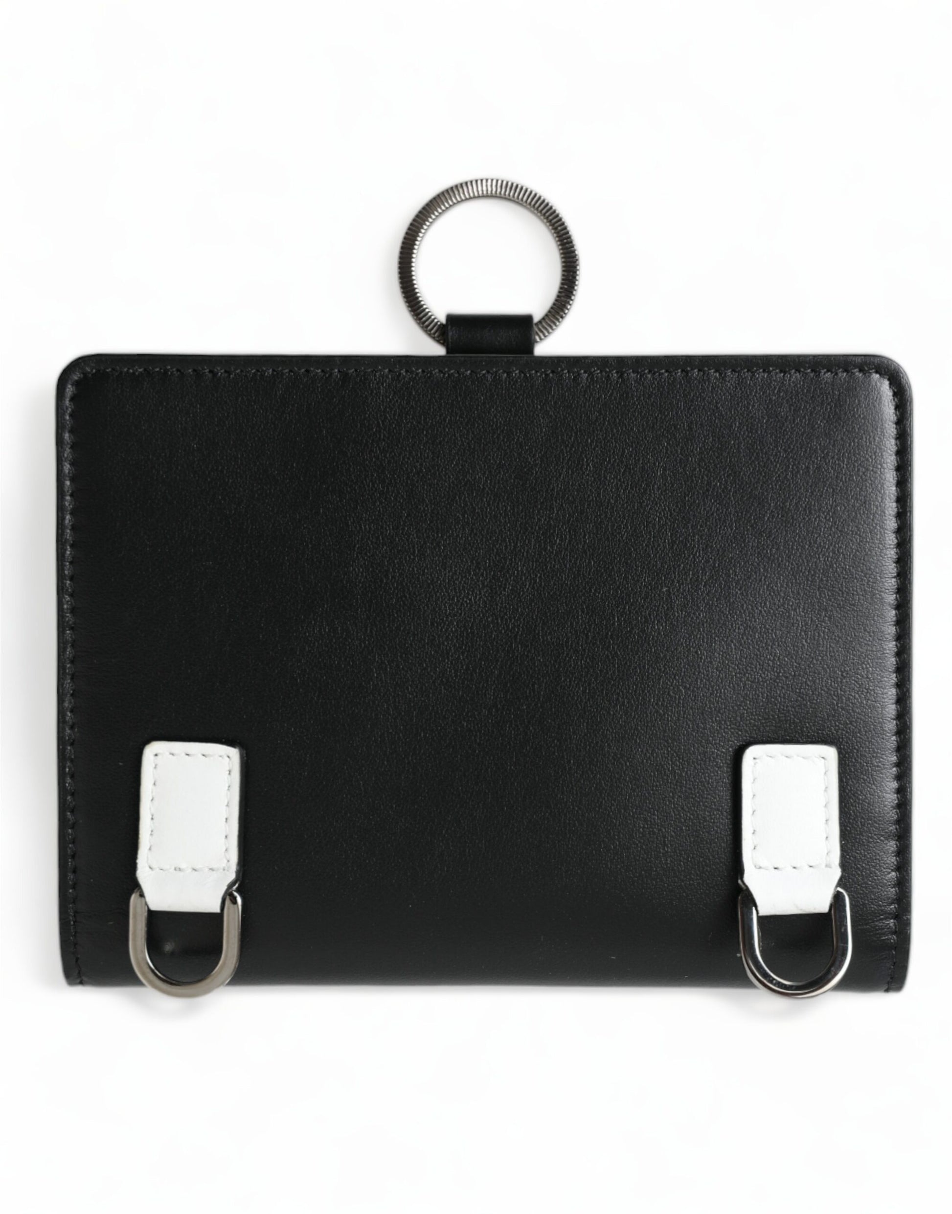 Elegante cartera tarjetero de cuero negro con cristales