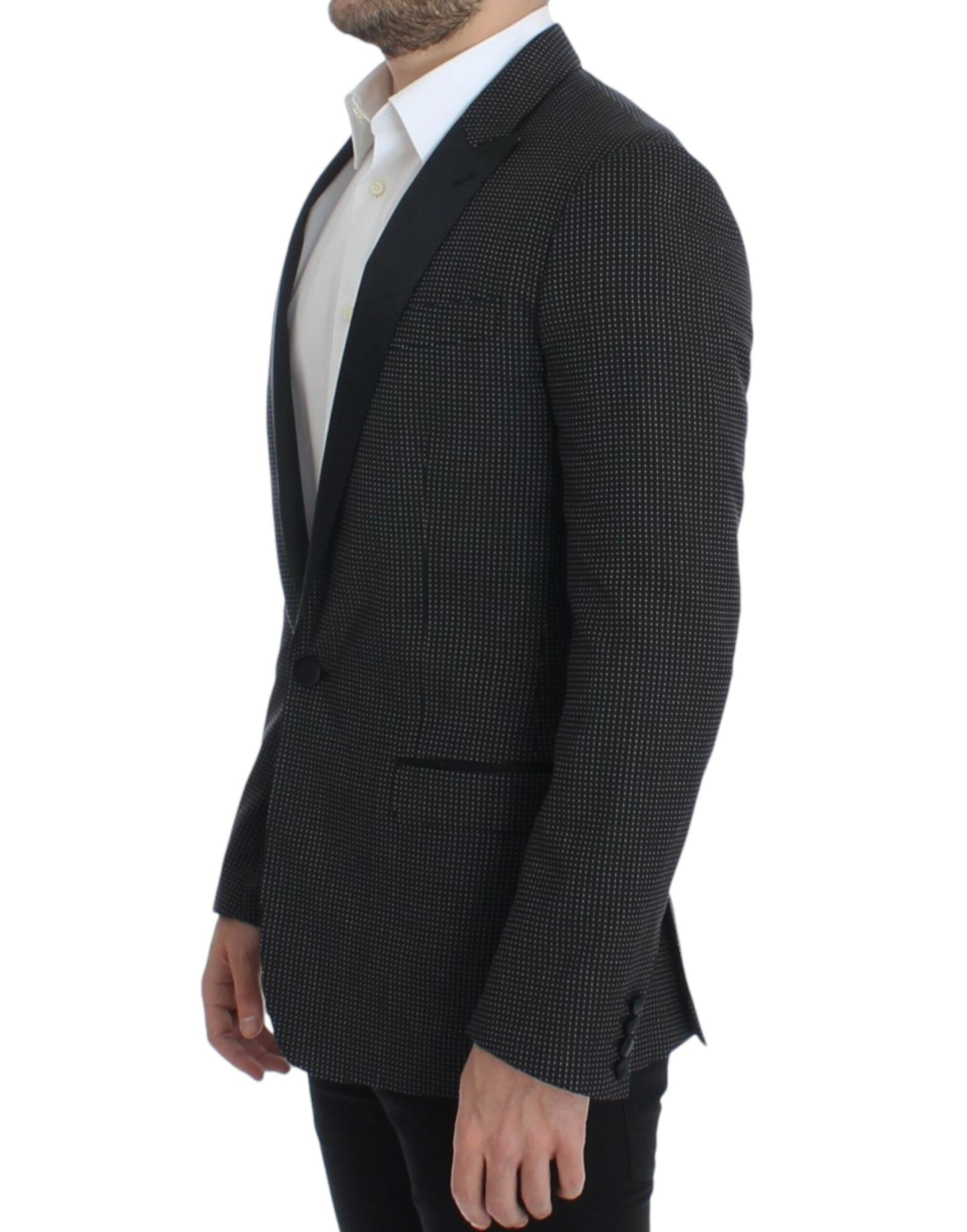 Elegante blazer de corte slim con lunares negros