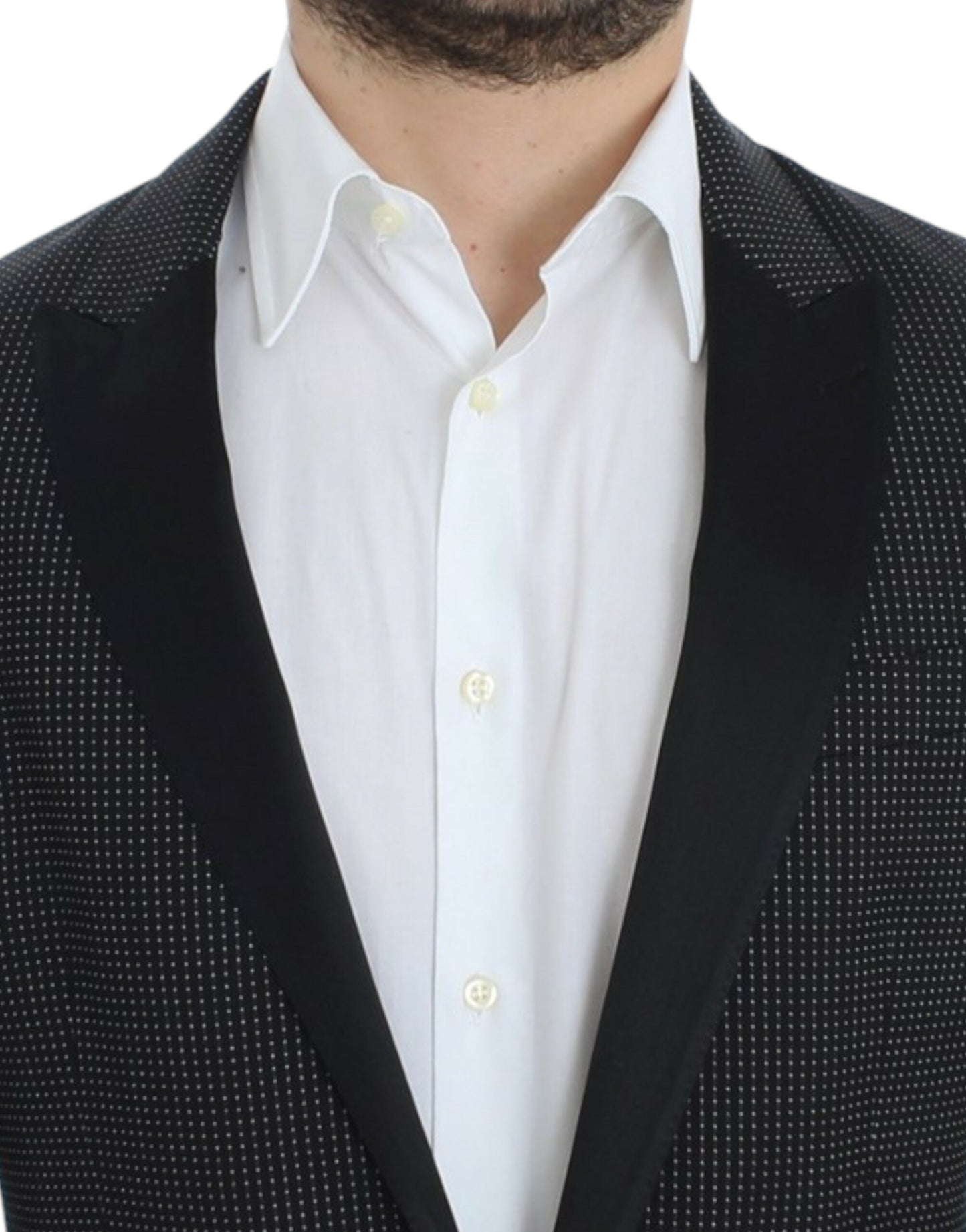 Elegante blazer de corte slim con lunares negros