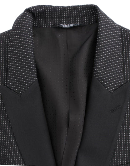 Elegante blazer de corte slim con lunares negros