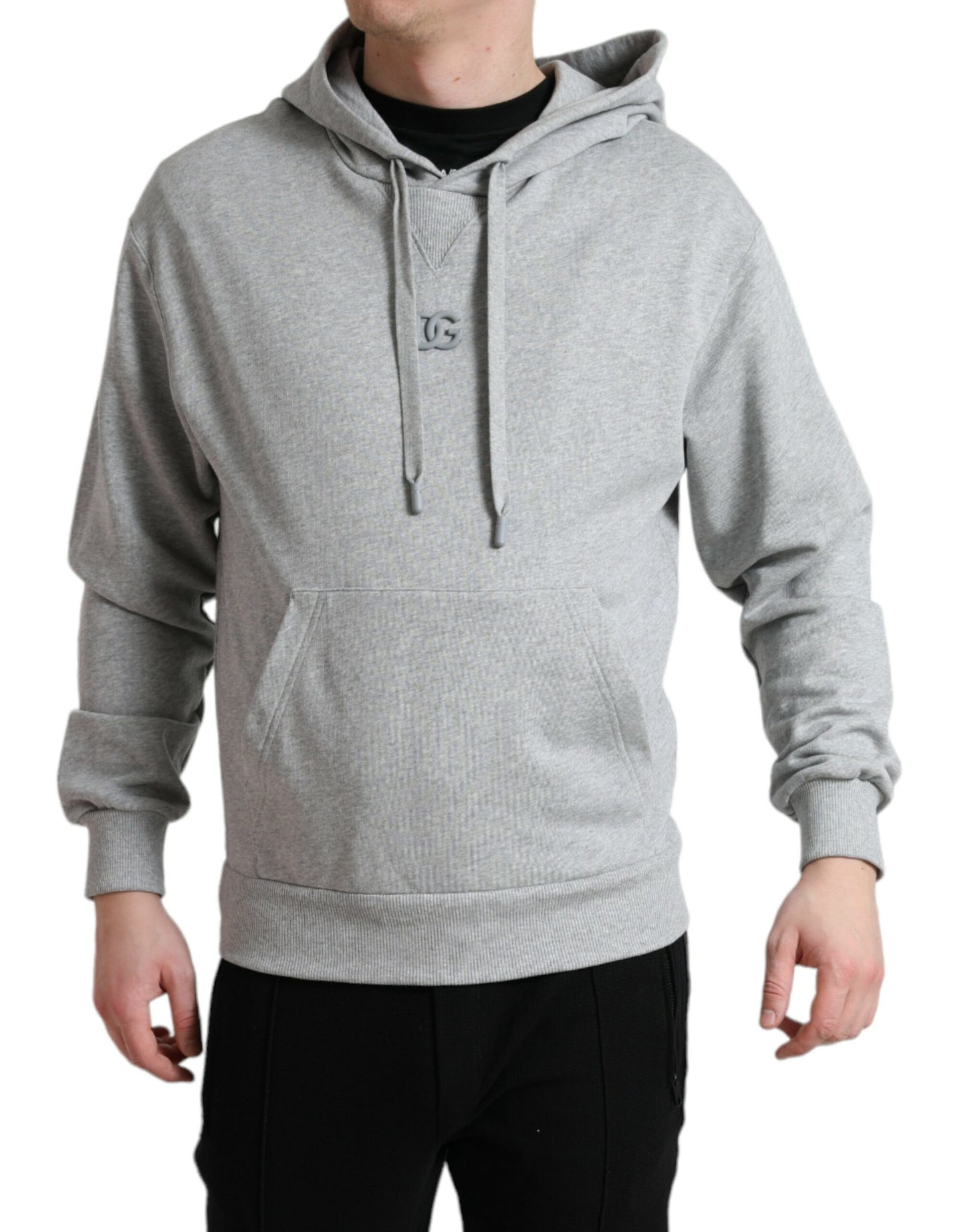 Grijze katoenen sweatshirt met logo en capuchon