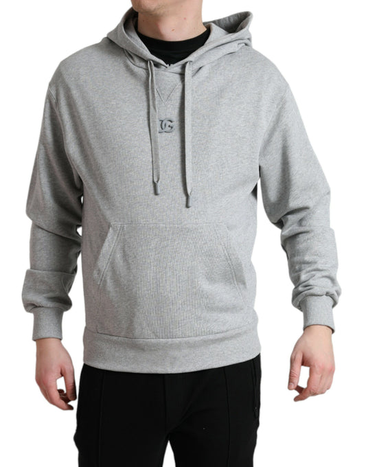 Grijze katoenen sweatshirt met logo en capuchon