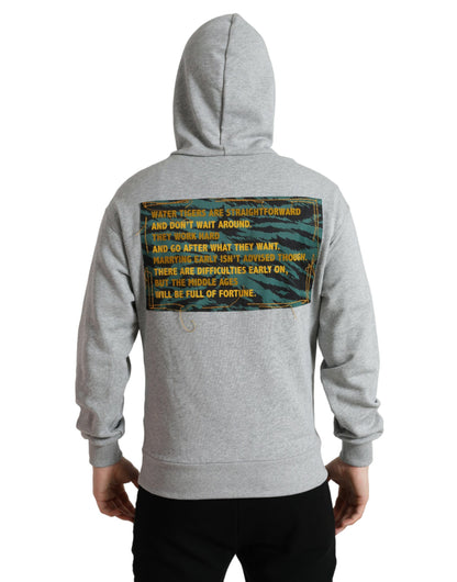 Grijze katoenen sweatshirt met logo en capuchon