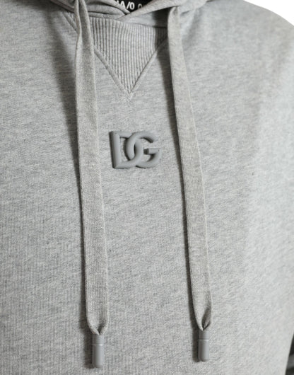 Grijze katoenen sweatshirt met logo en capuchon