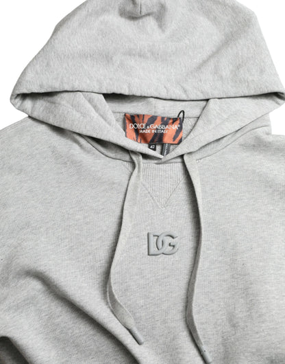 Grijze katoenen sweatshirt met logo en capuchon