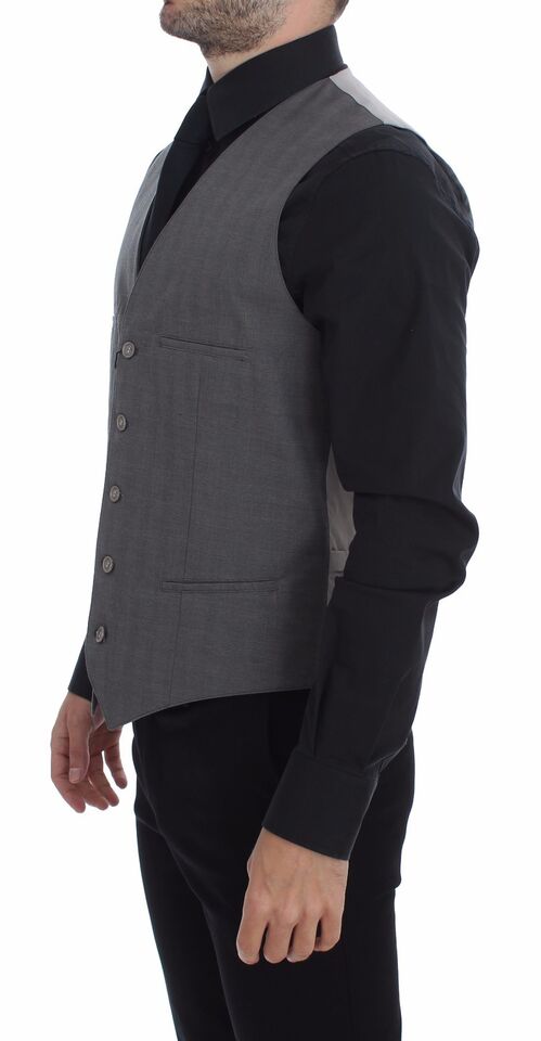 Elegant Gray Slim Fit Dress Vest