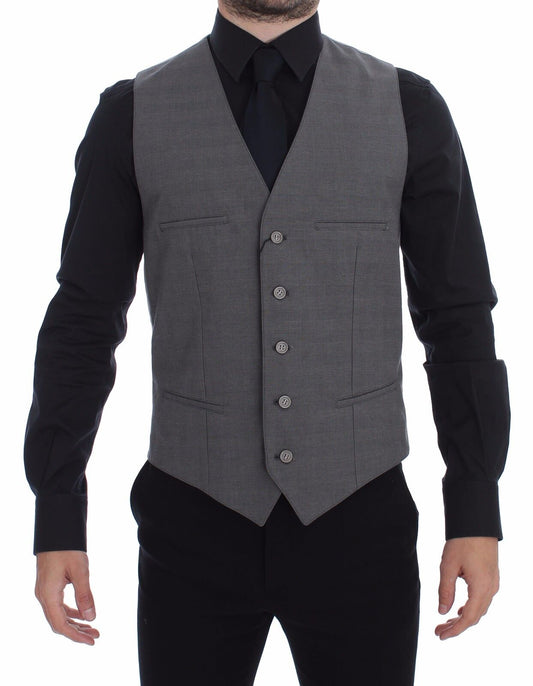 Chaleco de vestir elegante gris ajustado