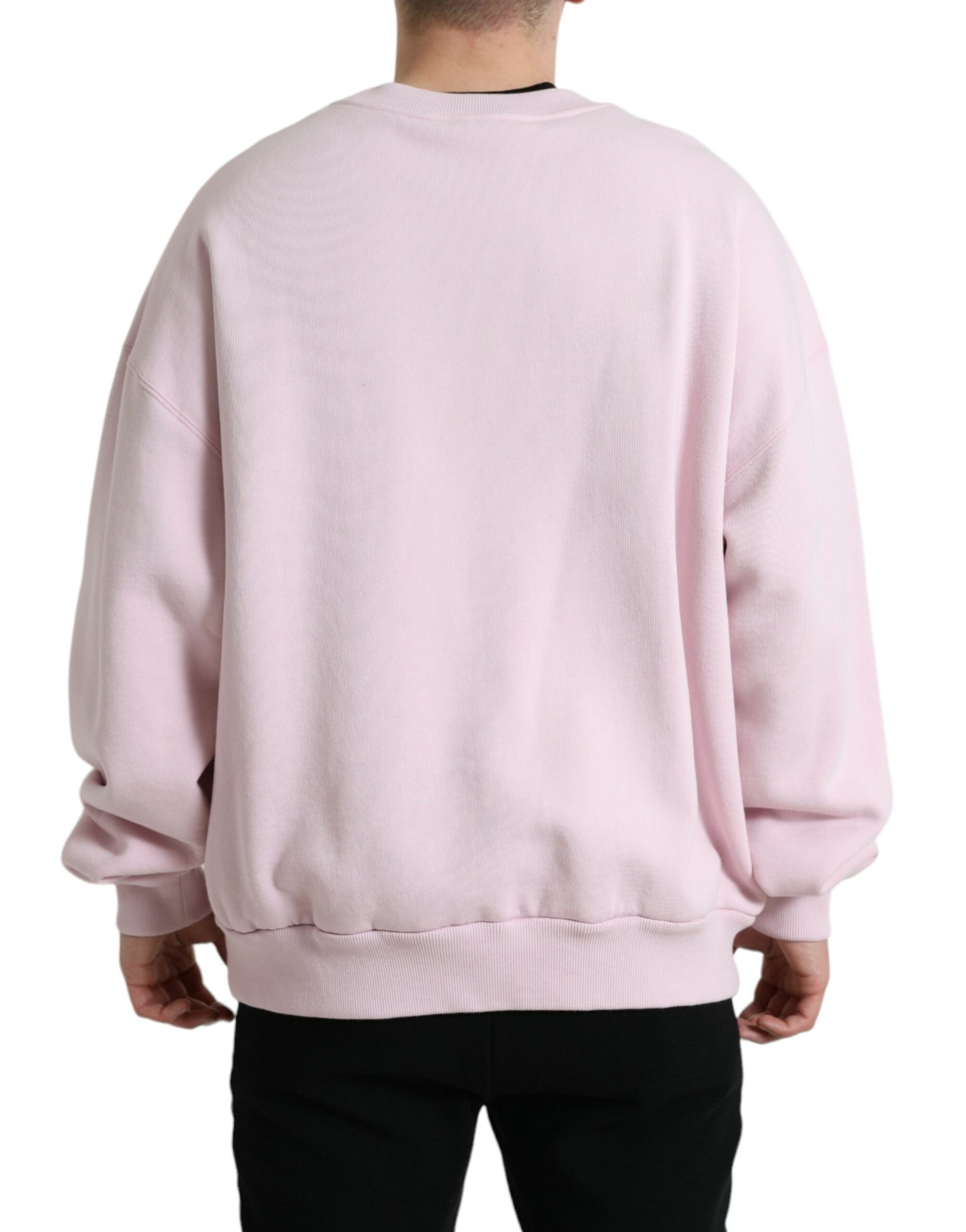 Elegant Pink Crew Neck Logo Sweater