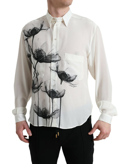 Camisa de vestir de seda floral elegante