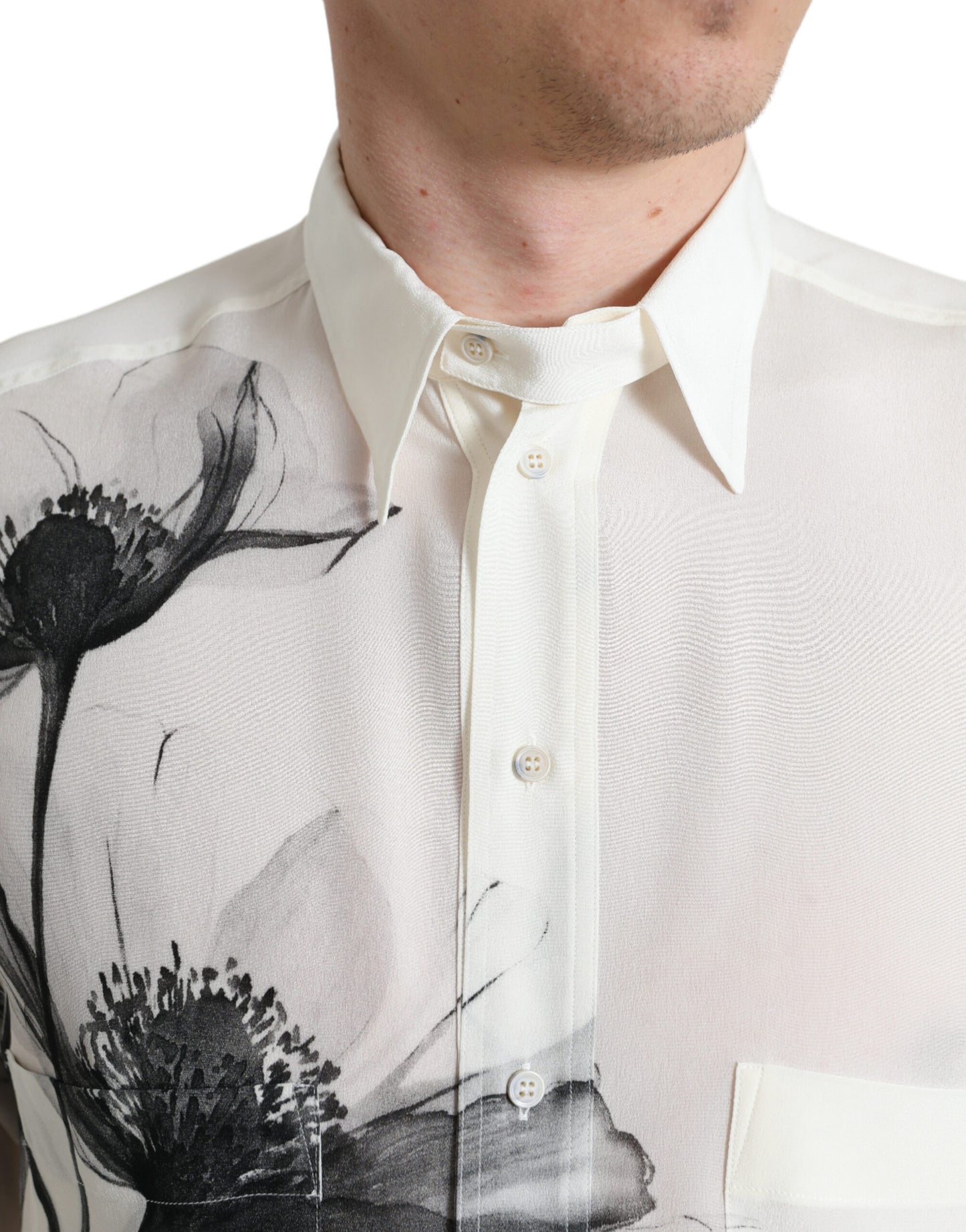 Elegant Floral Silk Dress Shirt