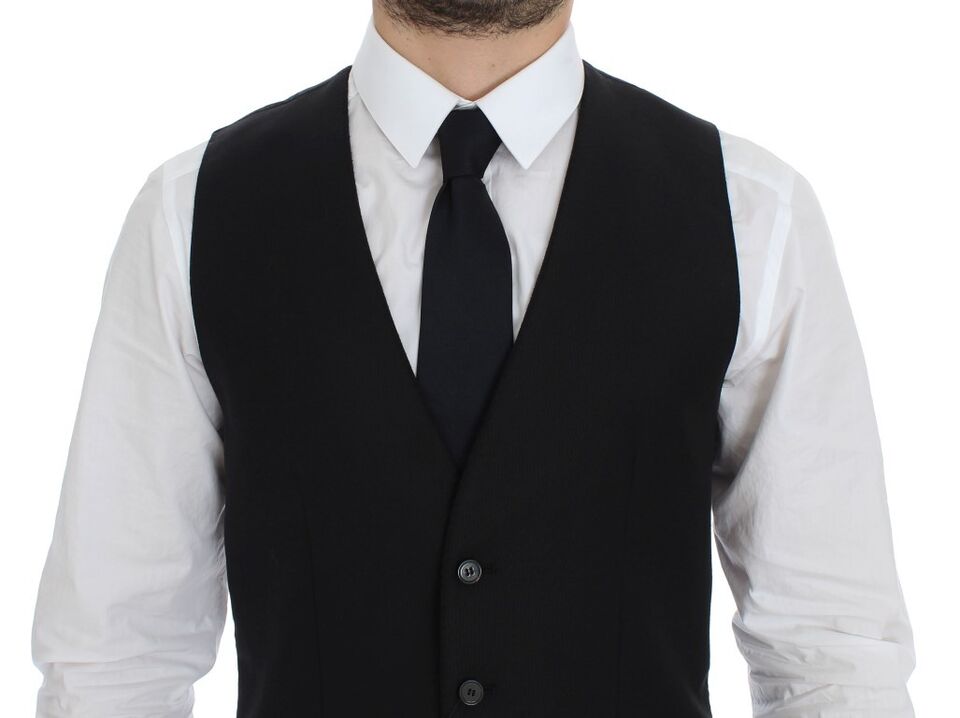 Elegant Black Wool Dress Vest