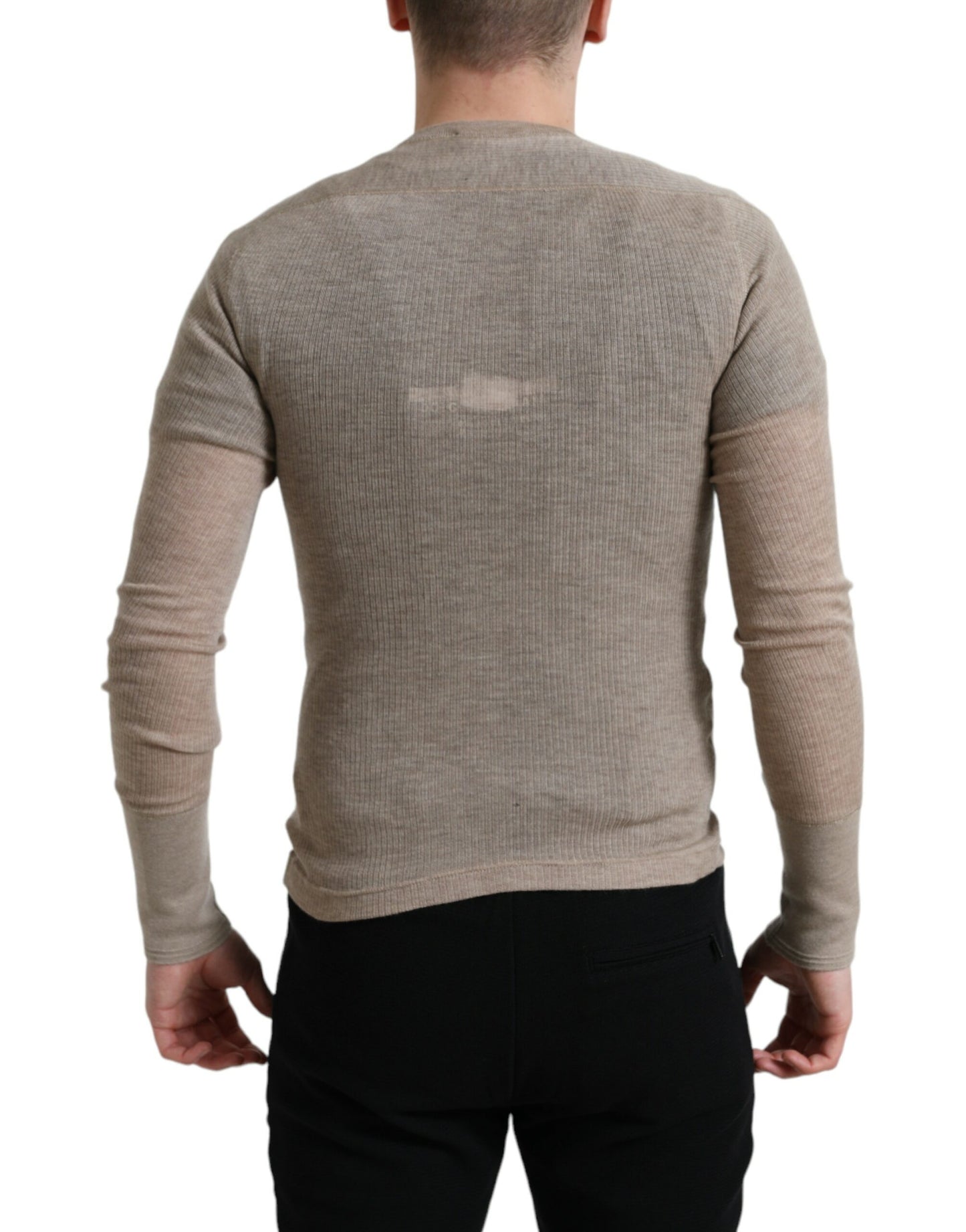 Henley Pullover Beige kasjmier trui