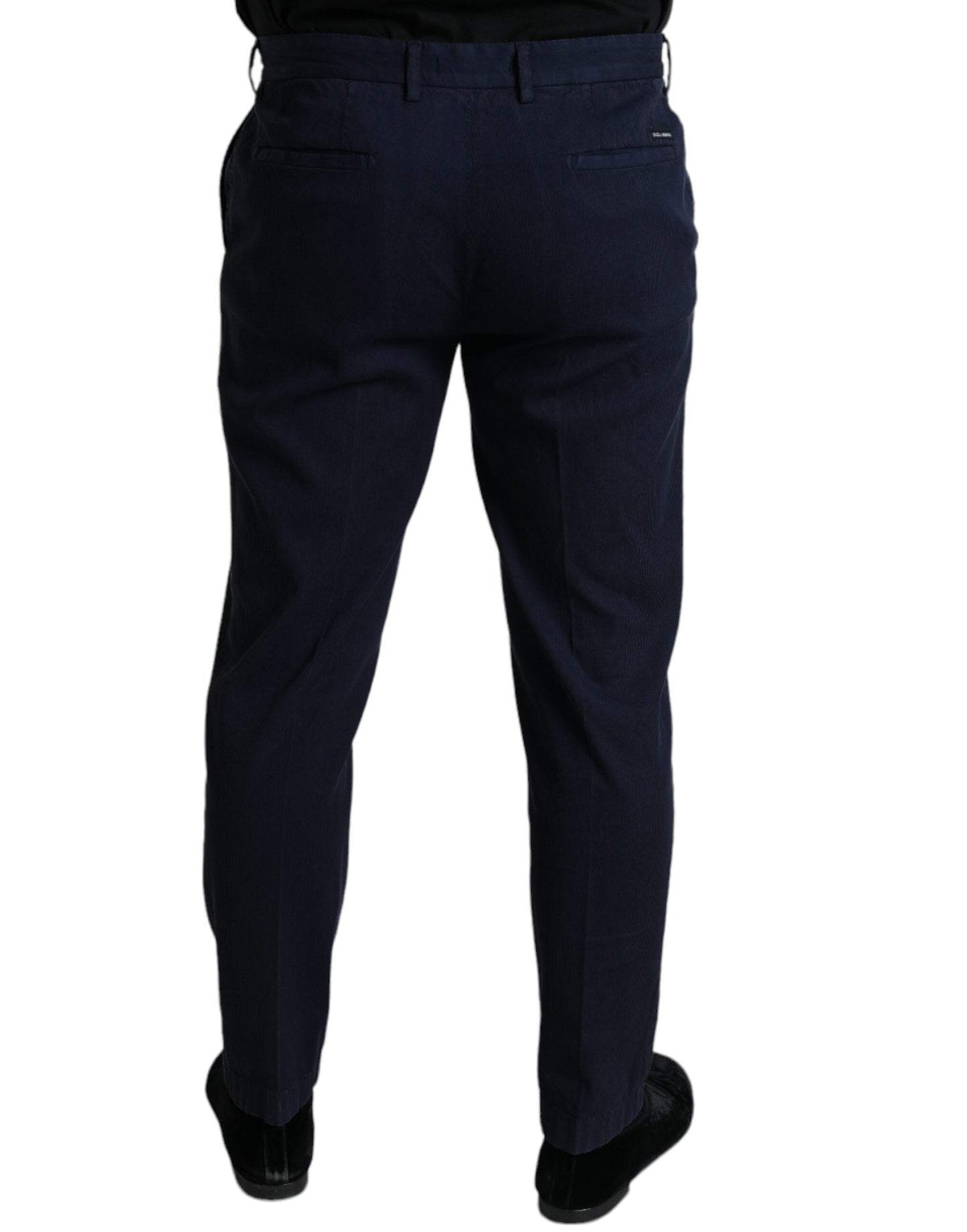 Donkerblauwe katoenen stretch slim-fit pantalon