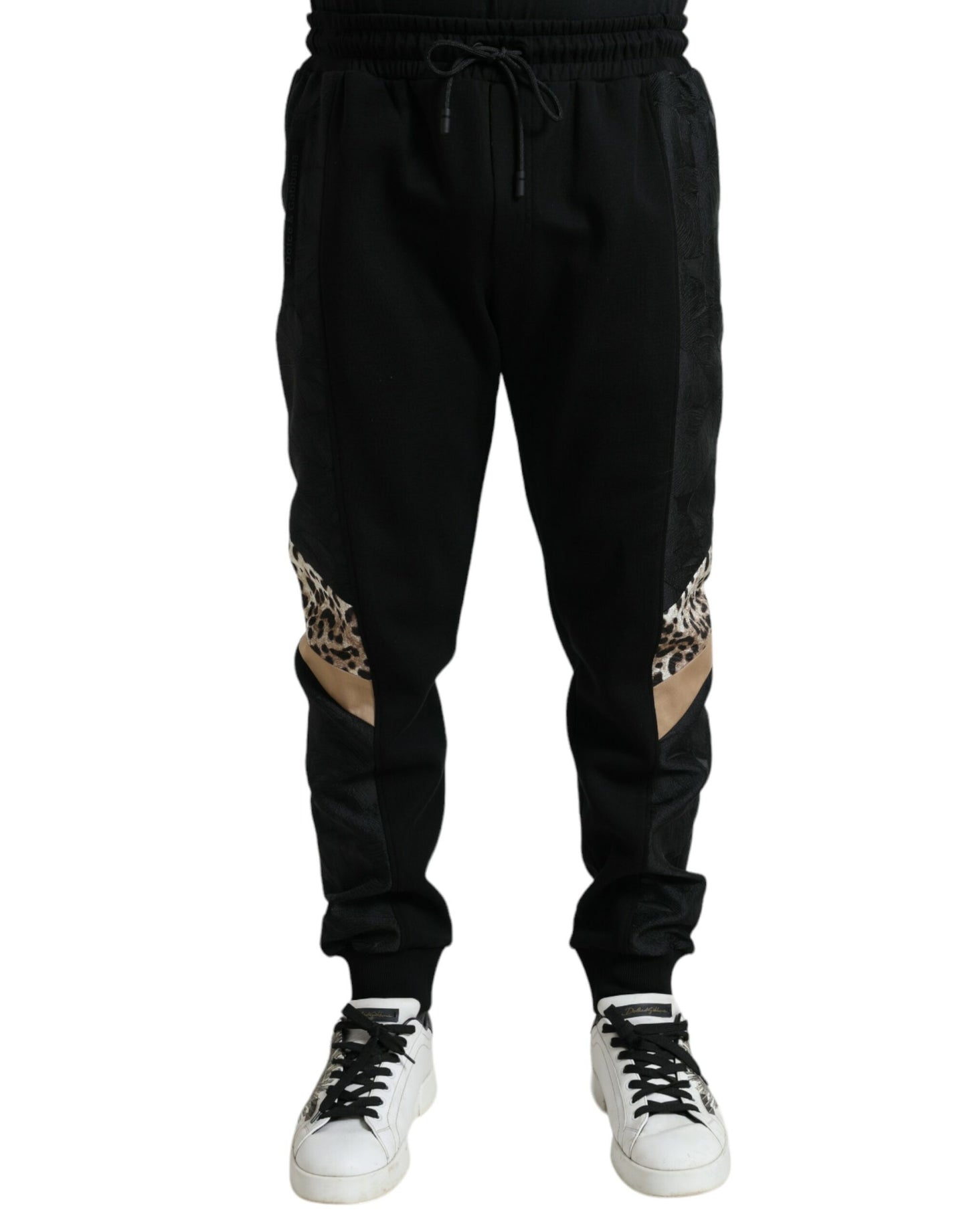 Elegantes pantalones jogger de leopardo negros