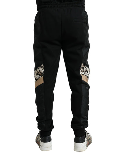 Elegantes pantalones jogger de leopardo negros