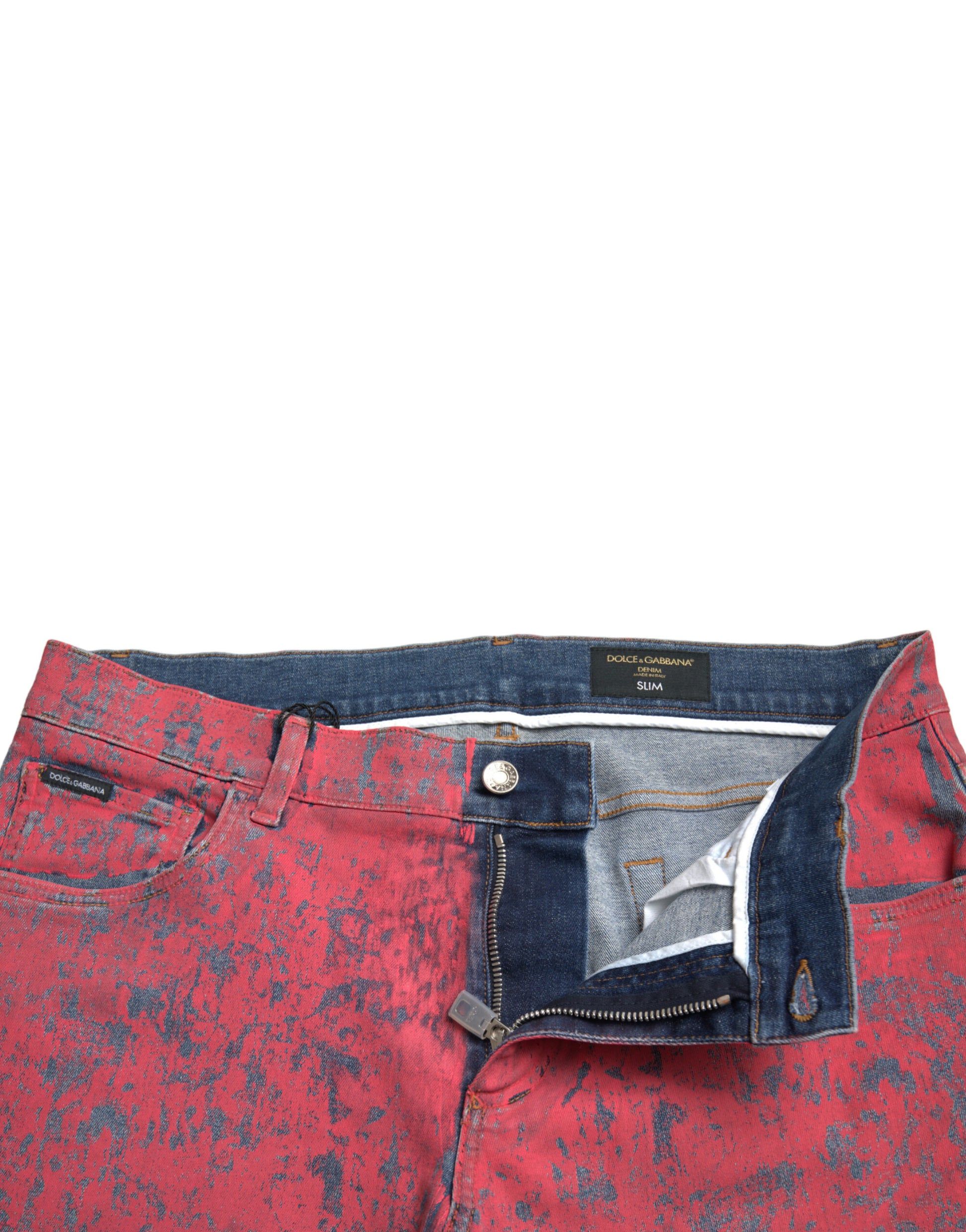 Rode katoenverf slim fit denim jeans voor heren