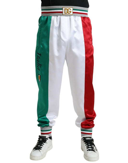 Veelkleurige Italiaanse patch-slanke joggingbroek