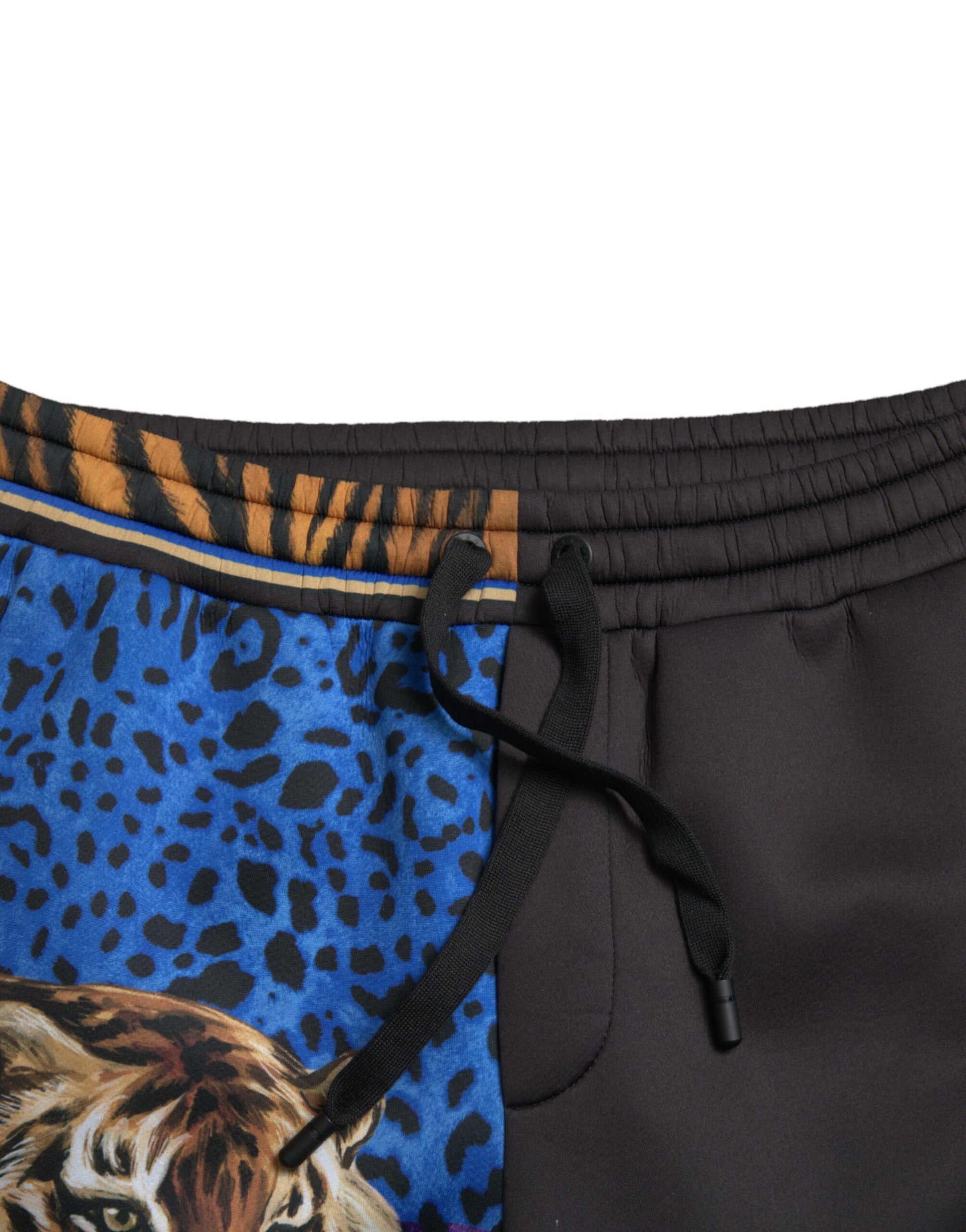 Zwart blauwe luipaardprint broek joggingbroek