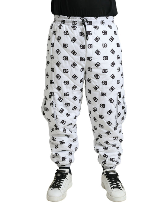 Elegantes pantalones jogger blancos con estampado icónico DG