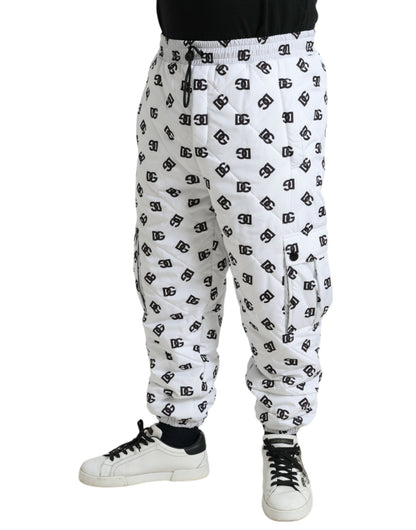 Elegantes pantalones jogger blancos con estampado icónico DG