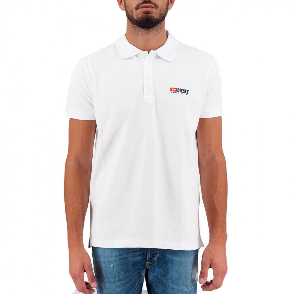 Elegant wit katoenen poloshirt met contrasterend logo