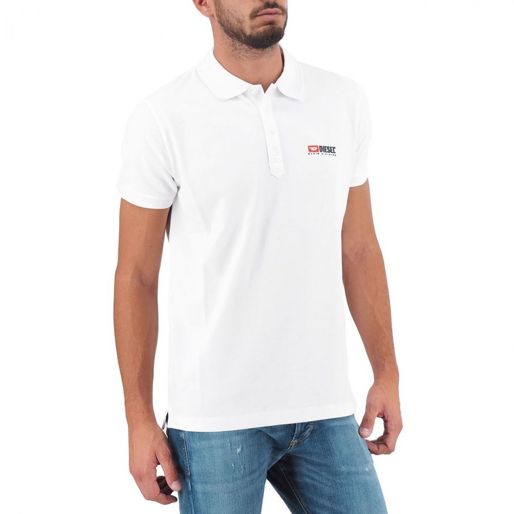 Elegant wit katoenen poloshirt met contrasterend logo