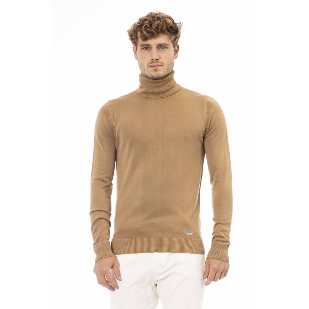 Jersey de cuello alto de modal-cachemir beige