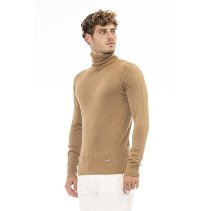 Jersey de cuello alto de modal-cachemir beige